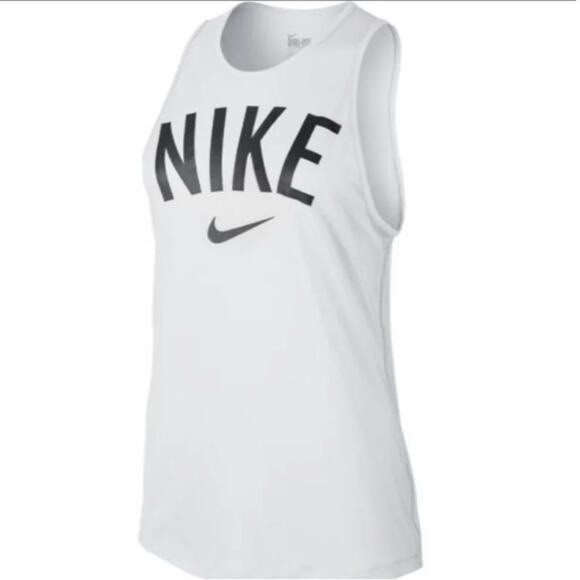 Nike White Sleeveless Top with Black Logo Size: S - Picture 3 of 8